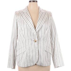 Marina Rinaldi White Pinstripe Blazer Size 12 (21)